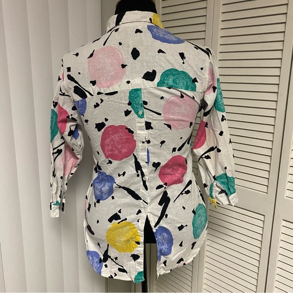 ToTonKo Abstract Print Button Up Long Sleeve Size Petite - Picture 4 of 7